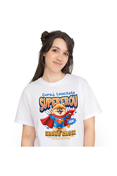 StoryGift Romania Tricou Femei cu Baiat Vesel Alergare Supereroi Personaje Ma...