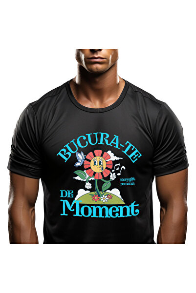 StoryGift Romania Tricou Barbati cu Floare Colorata muzicala Bucura-te De Mom...