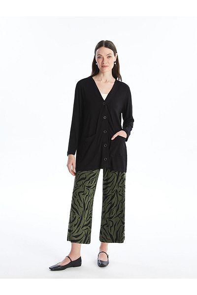 LC Waikiki V-Neck Plain Long Sleeve Women's Cardigan (S4)