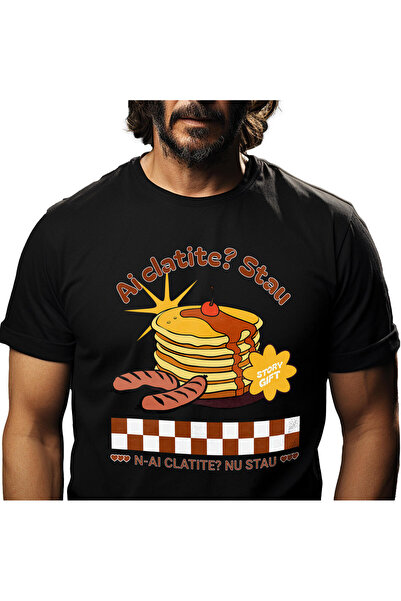 StoryGift Romania Tricou Barbati cu Turn Clatite Cu Aroma Si Cireasa Dulciuri...