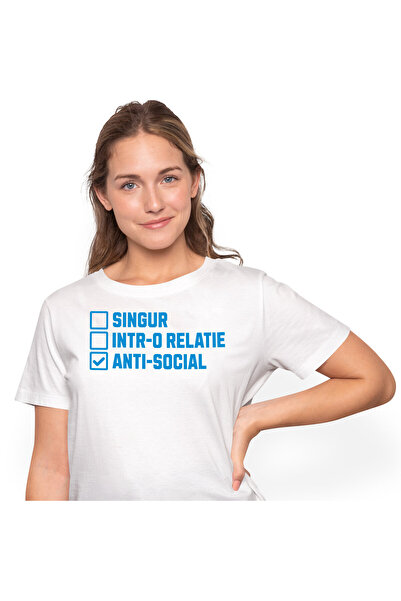 StoryGift Romania Tricou Femei cu Lista De Cerinte Anti-social Bifat, Anxieta...