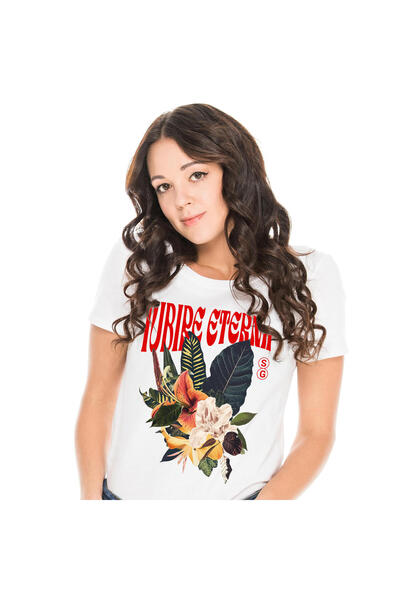 StoryGift Romania Tricou Femei cu Buchet Flori Colorate, Dragoste, cadou, Val...