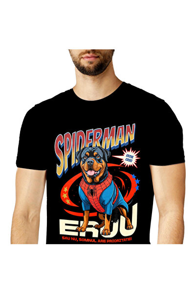 StoryGift Romania Tricou Barbati cu Rottweiler Caine In Costum de SpiderMan c...