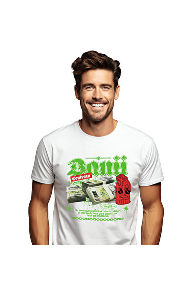 StoryGift Romania Tricou Barbati cu Teancuri Bancnote 500 Lei, Cagula Rosie S...