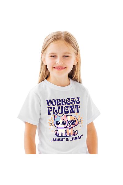 StoryGift Romania Tricou Copii cu Pereche Pisica Si Caine Cu Ochelari De Soare Frati Animale cu im,White_4ANI