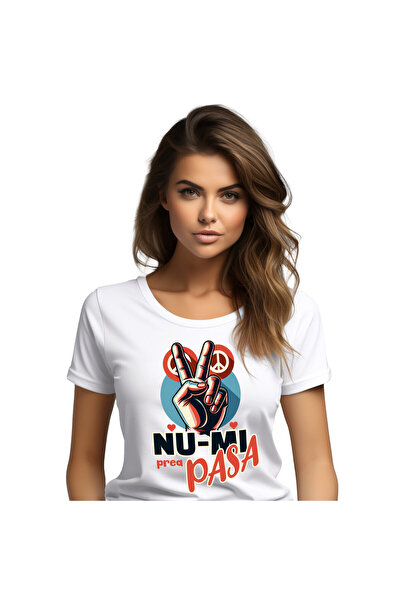 StoryGift Romania Tricou Femei cu Mana Umana Semn De Pace Inimi Rosi Nrepasar...