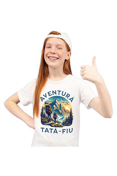 StoryGift Romania Tricou Copii cu Cuplu Supereroi Personajeiv Prin Munti Cu Rcsace Natura, natura,,White_8ANI