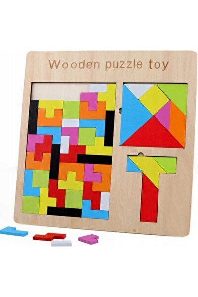 zola 3 in 1 wooden puzzle, geometric shapes, multicolor, 38 elements