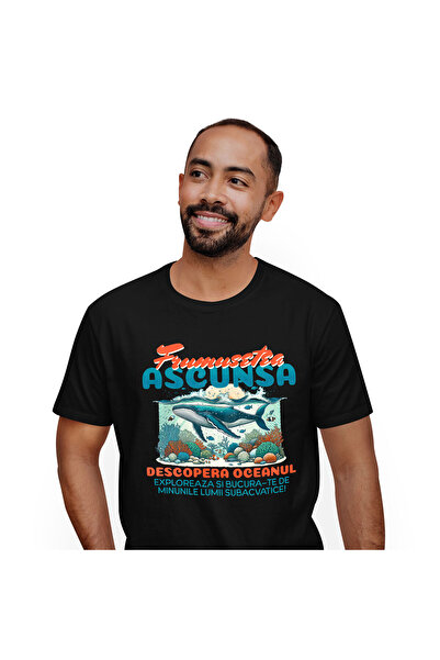 StoryGift Romania Men's T-Shirt with Animal Whale Underwater Sea Aquatic, Hobby, Ocean with Imp,Black_XL