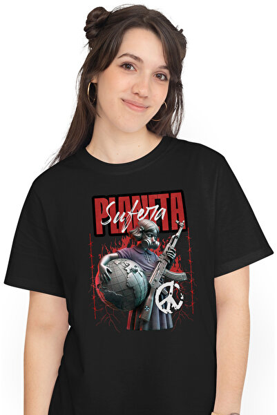 StoryGift Romania Tricou Femei planeta sufera opriti razboiul fata cu arma co...