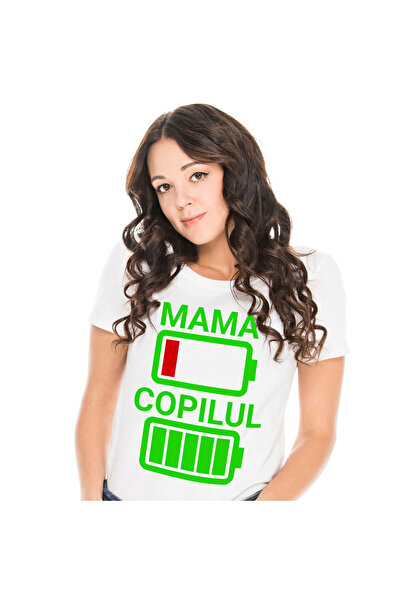 StoryGift Romania Tricou Femei cu Baterii Incarcare Cu Lini Mama Copil, Energ...