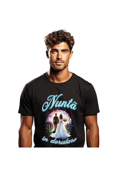 StoryGift Romania Tricou Barbati cu Ziua Nuntii Cuplu Portret Mire Si Mireasa...