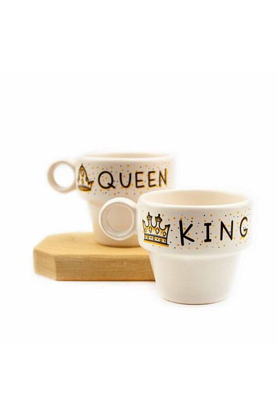 PALTO TASARIM King & Queen Set of 2 Espresso Cups - Gift Ceramic Cup