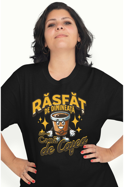 StoryGift Romania Tricou Femei Rasfat de dimineata, intr-o cana de cafea cu i...