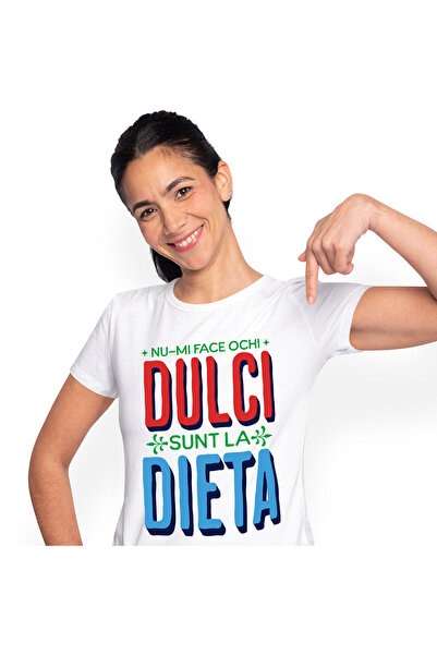 StoryGift Romania Tricou Femei cu Text Colorat Iubitorii De Dulciuri adulti H...