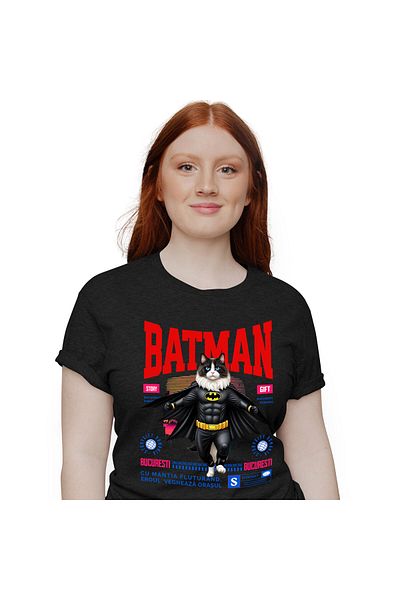 StoryGift Romania Tricou Femei cu Barbat Puternic Motivational Roata Imensa Supereroi Personaje Sa,Black_S