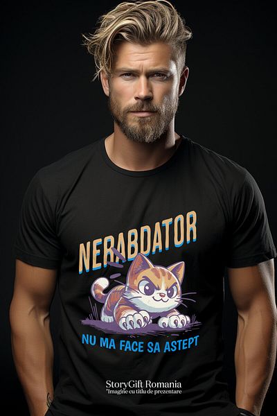 StoryGift Romania Men's T-Shirt with Orange Cat, Angry With Claws, Animal Lovers c,Black_M