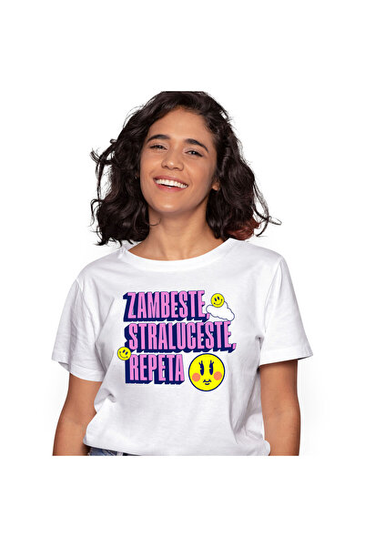 StoryGift Romania Tricou Femei cu Smiley Face Pe Nor Pufos Zambeste Stralcest...