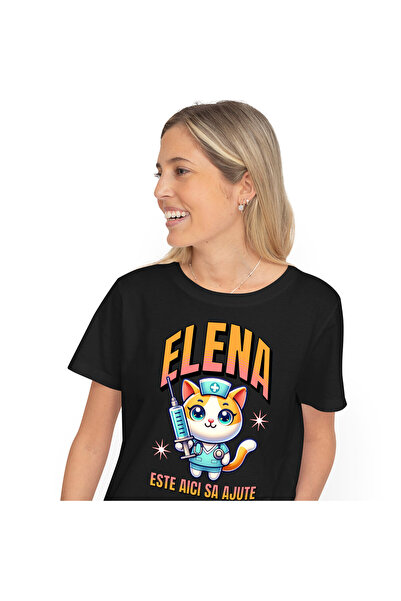 StoryGift Romania Tricou Femei cu Pisica Galbena Motan In Costum Medical Doct...