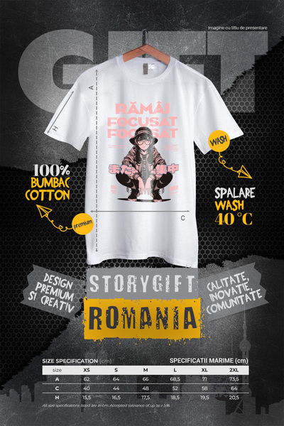 StoryGift Romania Women's T-shirt Stay focused. urban woman anime style drawings with print on the face, WHT_XL