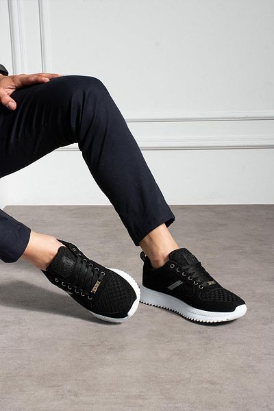 L.A Polo High Sole Black White Men's Sneaker