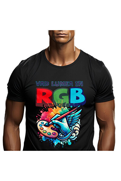 StoryGift Romania Men's T-Shirt Human Hand Art Painting Angel Wings Hobby Artist Creativity,Black_XL