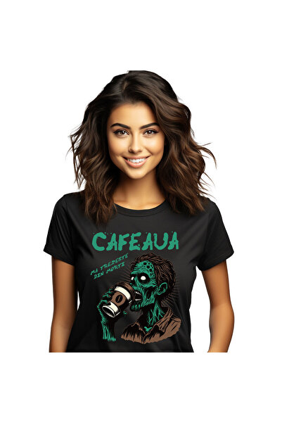 StoryGift Romania Tricou Femei cu Iubitorii De Cafea Portret Zombie Scarry De...