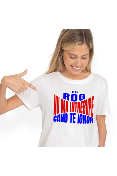 StoryGift Romania Women's T-Shirt with Abstract Design Illusion Colorful Text...