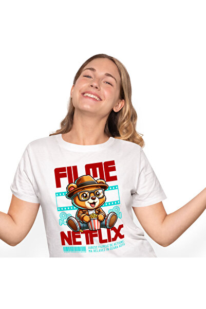 StoryGift Romania Tricou Femei cu Urs Brun Maro Cu Ochelari De Vedere Si Popc...