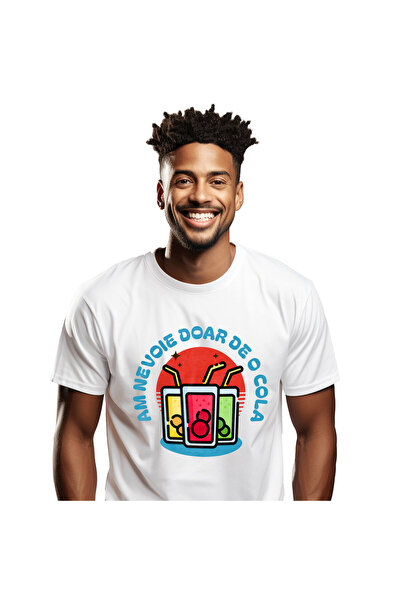 StoryGift Romania Tricou Barbati cu Pahare De Suc Colorate, Bauturi Racoritoa...