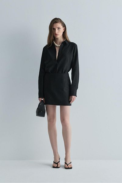 Suud Collection Black 100% Linen Nora Shirt