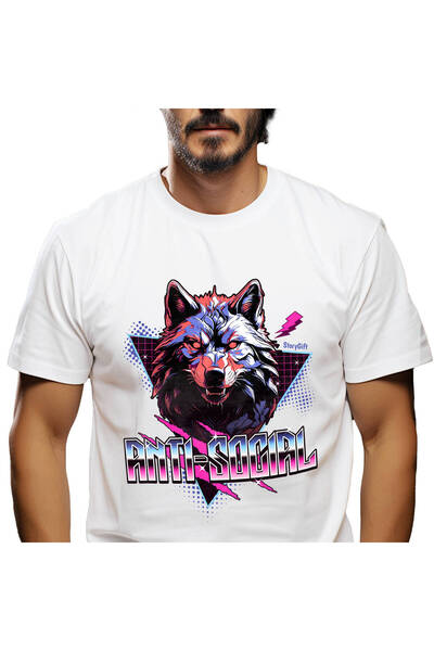 StoryGift Romania Tricou Barbati cu Portret Animal Lup Furios Cu Colti Si Och...