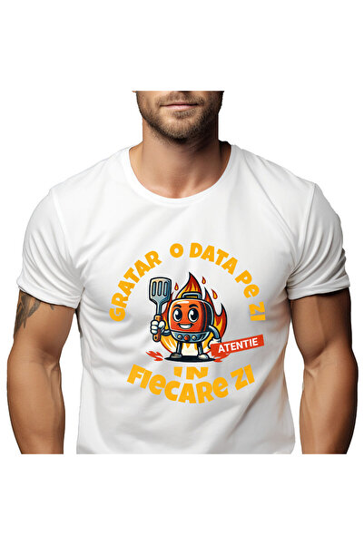 StoryGift Romania Tricou Barbati cu Gratar Cu Paleta Vesel Flacari Distractie...