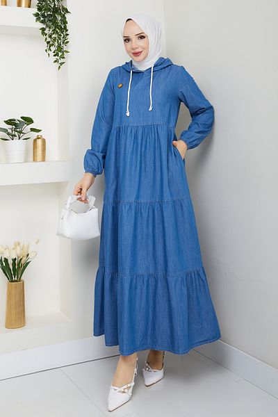 Pamuk Butik Căciulă de blugi Ferace cu glugă pentru femei