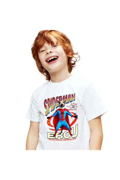 StoryGift Romania Παιδικό μπλουζάκι με Γάτα Σιάμ σε στολή Spider-Man με κάπα,...
