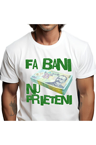 StoryGift Romania Tricou Barbati cu Teanc De Bani Bancnote 100 lei, Investiti...