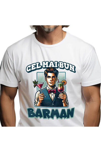 StoryGift Romania Tricou Barbati cu Barbat barman Chelner Cu Vesta Si Papion ...