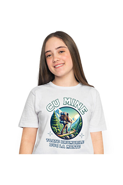 StoryGift Romania Tricou Femei cu Barbat Pe Carare Munte Inalt Apus De Soare, Supereroi Personaje,,White_XS