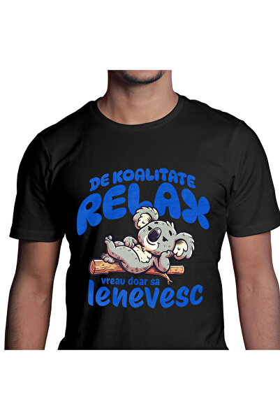 StoryGift Romania Tricou Barbati cu Urs Koala Relaxare Pe Trunchi De Copac So...
