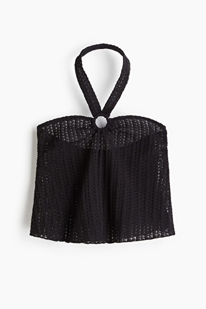 H&M Delik Desenli Jarseden Halter Yaka Üst