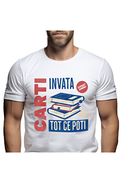 StoryGift Romania Tricou Barbati cu Teanc DE Carti Motivational Dezvoltare Pe...
