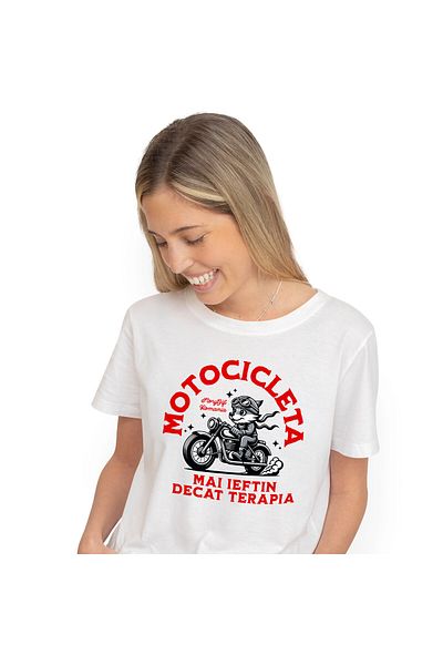 StoryGift Romania Tricou Femei cu Vulpe Pe Motor Vintige Clasic Motociclista Pasiune Viteza Mesaj ,White_XS