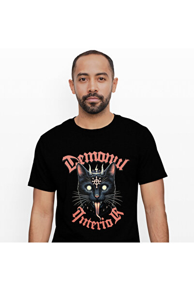StoryGift Romania Tricou Barbati cu Pisica Neagra Stil iluminati Hallowen, Sa...