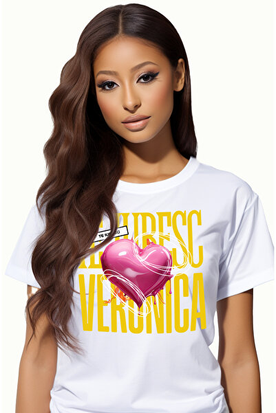 StoryGift Romania Tricou Femei Te Iubesc Veronica, Dragoste, Inima, Iubire, S...