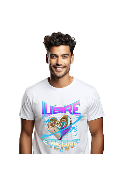 StoryGift Romania Tricou Barbati cu Inima Bizara Stralucitoare Metalica, Iubi...