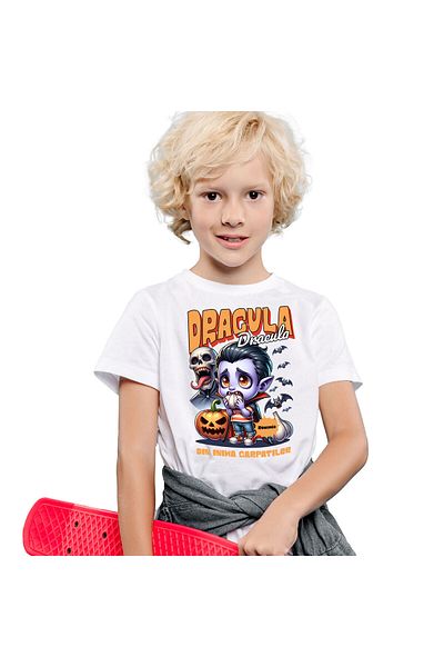StoryGift Romania Tricou Copii cu Animatie Vampir cu Usturoi sau Dracula Din Inima Carpatilor, Sar,White_10ANI
