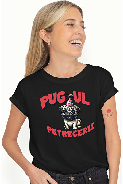 StoryGift Romania Tricou Femei Pug-ul petrecerii caine saratorit aniversare a...