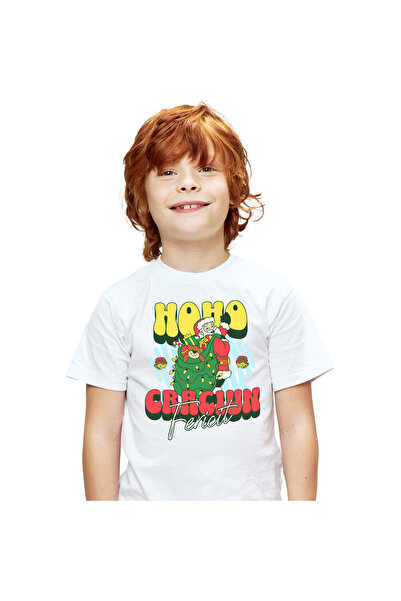 StoryGift Romania Tricou Copii cu Mos Craciun Cu Sac Verde Cadouri Colorate, ...