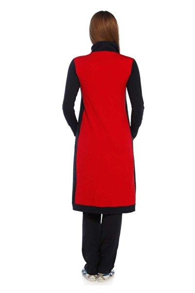 DÖPİYES Fermuarlı Renk Bloklu Uzun Tesettür Eşofman Takımı