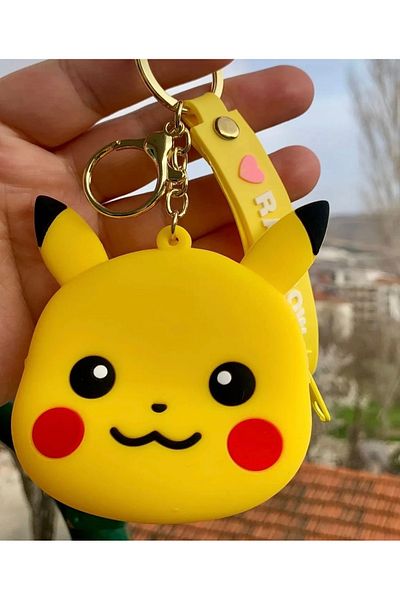 happystoretr 1Pcs Cute Silicone Pikachu Toy Mini Wallet Car Bag Ornament Keychain